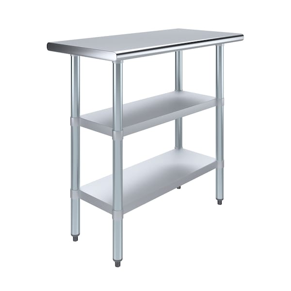 Amgood 18 in. x 36 in. Stainless Steel Table With Two Undershelves AMG WT-1836-2SH - main